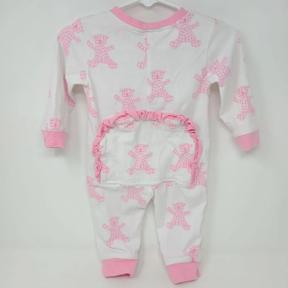 CLASSIC WHIMSY One Piece‎ Sleeper Outfit 3 Months White Pink Gingham Bears